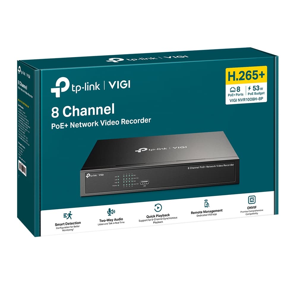 Gravador de Vídeo PoE+ TP-Link VIGI NVR1008H-8P 8 Canais