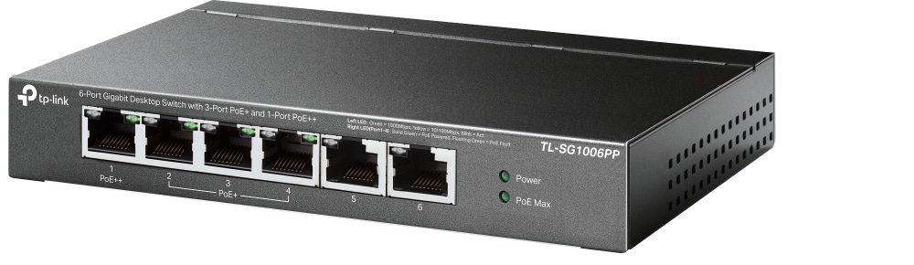 Switch TP-Link TL-SG1006PP 6 Portas GB 3 Portas PoE+ 1 Porta PoE++