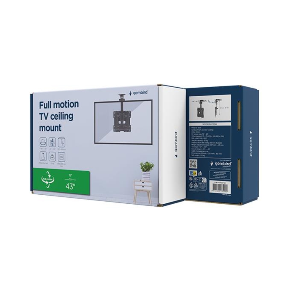 Suporte de Teto Gembird CM-43ST-01 Full Motion 19"a 43" max 20Kg