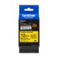 Fita Original Brother TZeS631 Laminada Super Adesiva Texto Preto em Fundo Amarelo 12mm x 8 metros