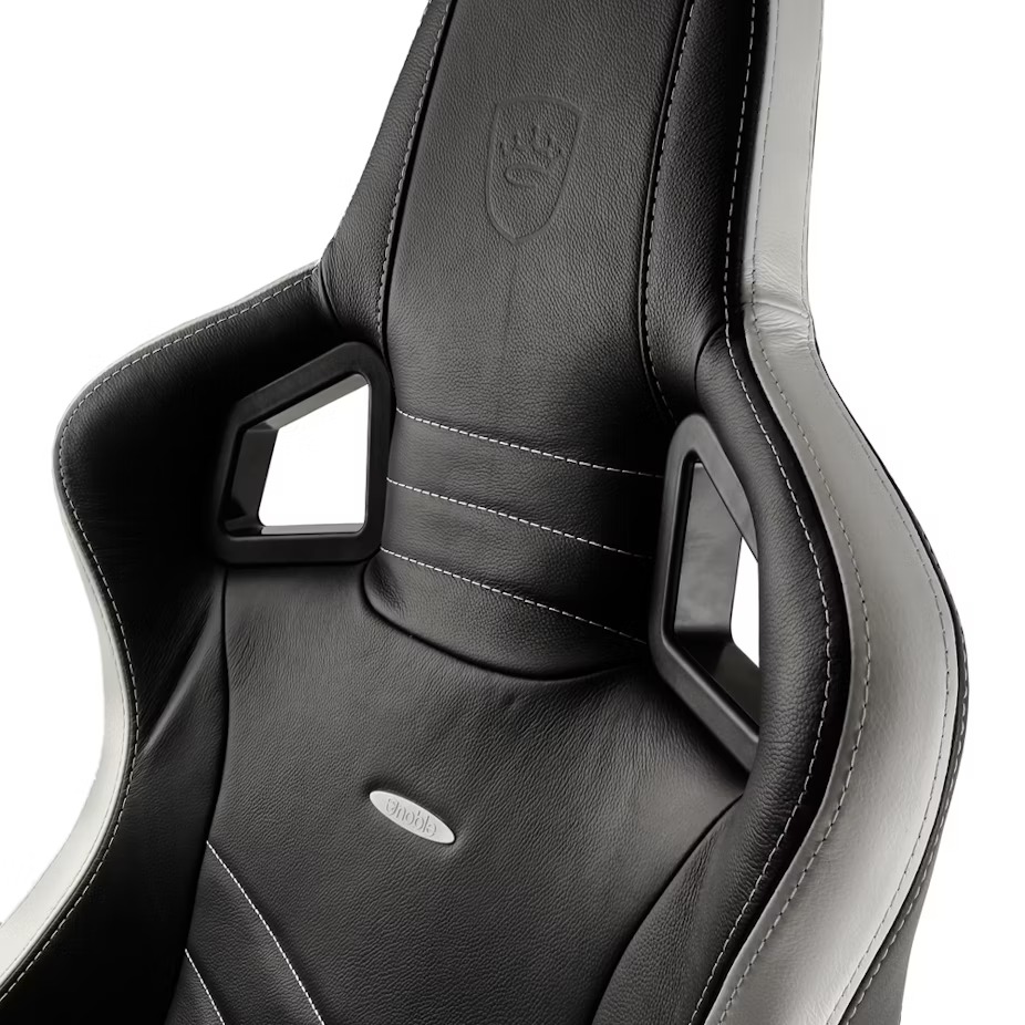 Cadeira noblechairs EPIC Real Leather - Preto / Branco / Ve