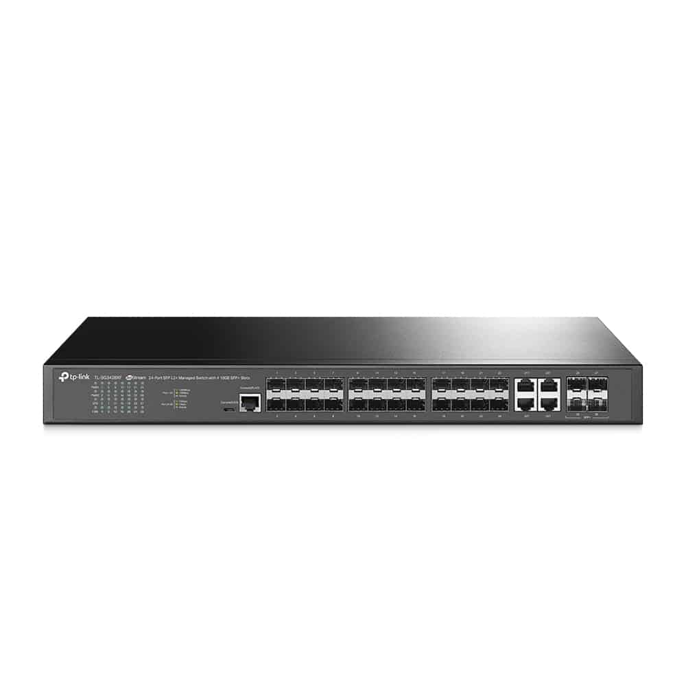 Switch TP-Link JetStream 24 Portas Gigabit L2+ com 4 slots SFP+ de 10GE