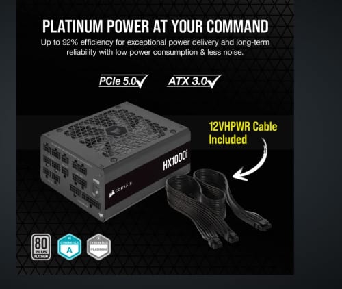 Fonte de Alimentação Corsair HX1000I 1000W 80 Plus Platinum