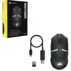 Rato Corsair Nightsabre Gaming RGB Wireless/Bluetooth 26000 Dpi Preto