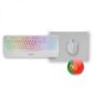Conjunto Teclado + Rato + Tapete Mars Gaming MCP124 Gaming 3en1 Teclado H-Mech RGB Rato RGB Switches HUANO Tapete Nanotextil Rainbow Branco