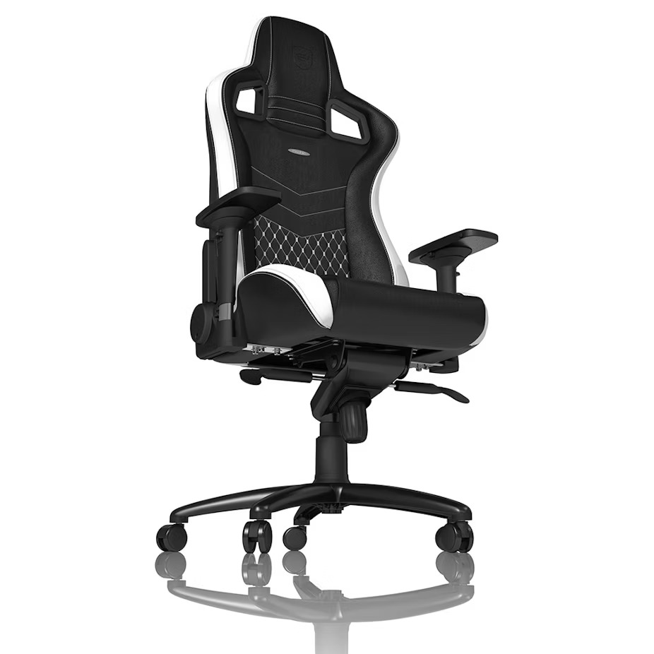 Cadeira noblechairs EPIC Real Leather - Preto / Branco / Ve