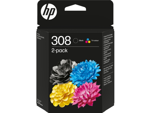 Tinteiro Original HP 308 Preto + Cor Pack de 2 6L6S6UE