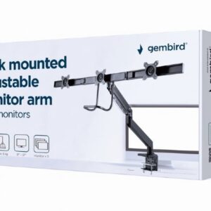 Suporte para 3 Monitores Gembird Ajustável e facilidade de Movimento suporte até 27" e 7 Kg
