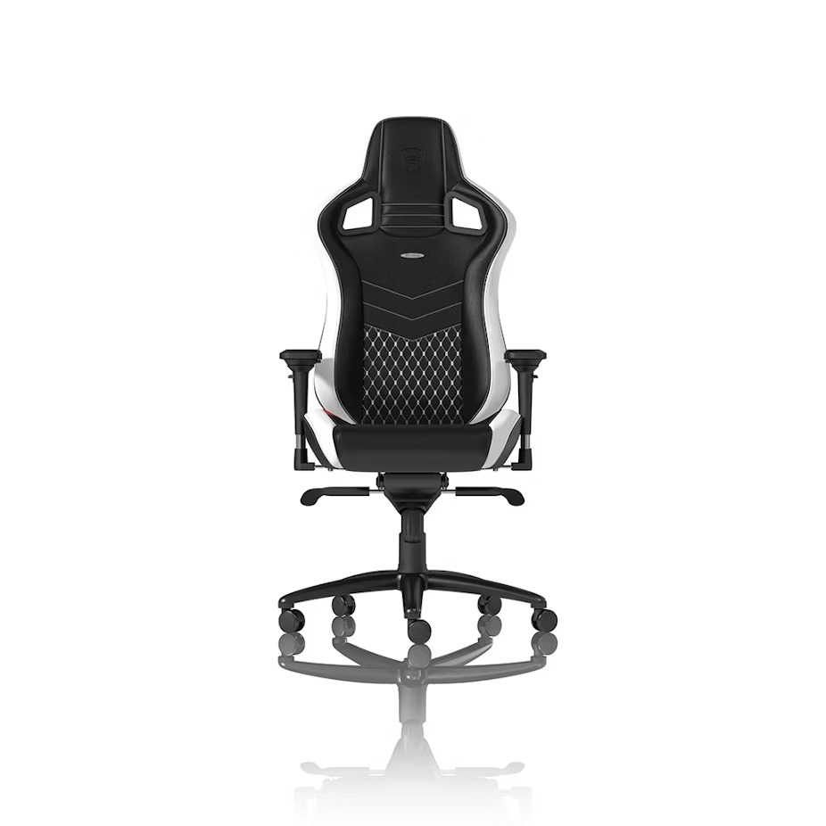 Cadeira noblechairs EPIC Real Leather - Preto / Branco / Ve