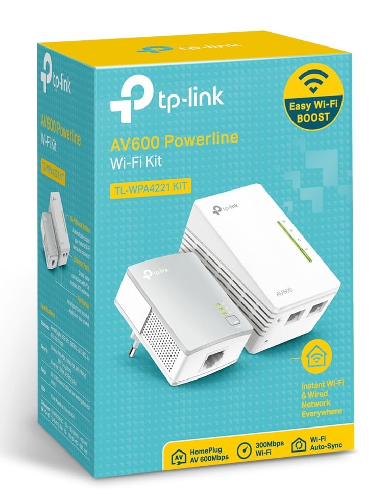 Adaptador Powerline TP-Link WPA4221KIT 600Mbps Alcance 300m Pack de 2