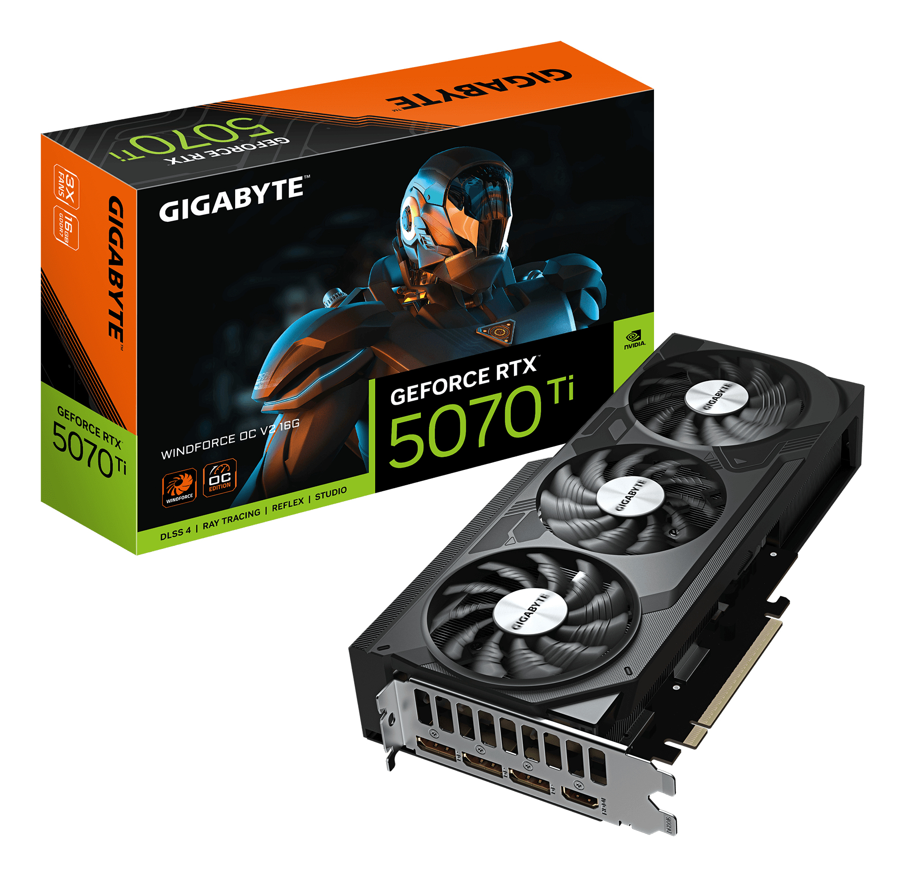 Placa Gráfica Gigabyte GeForce RTX 5070 Ti WindForce OC V2 16GB Gddr7 3xDP 1xHdmi