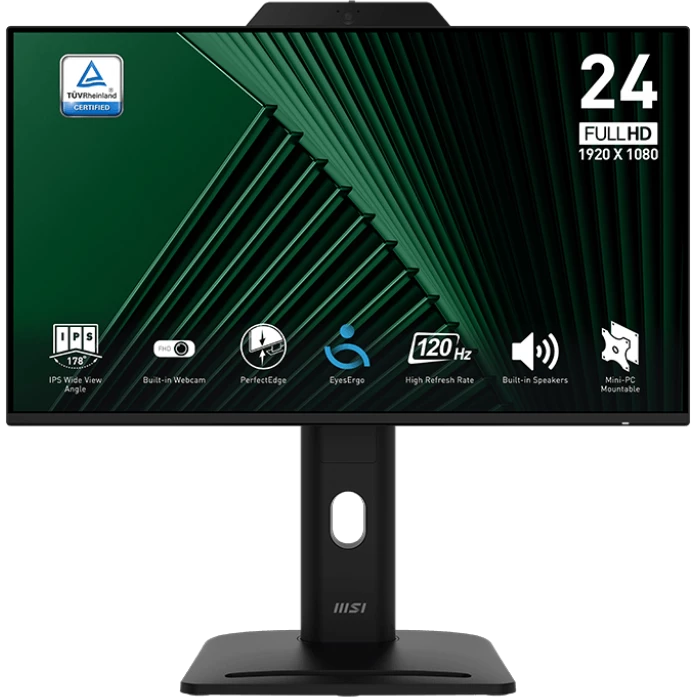 Monitor MSI MP242PMG 23.8" FullHD IPS 120Hz 4ms com Webcam 1xDP 1xVGA 1xHdmi Audio Hub Usb Ajuste em altura Pivot