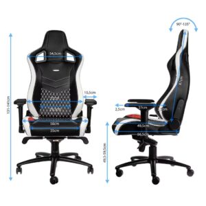 Cadeira noblechairs EPIC Real Leather - Preto / Branco / Ve