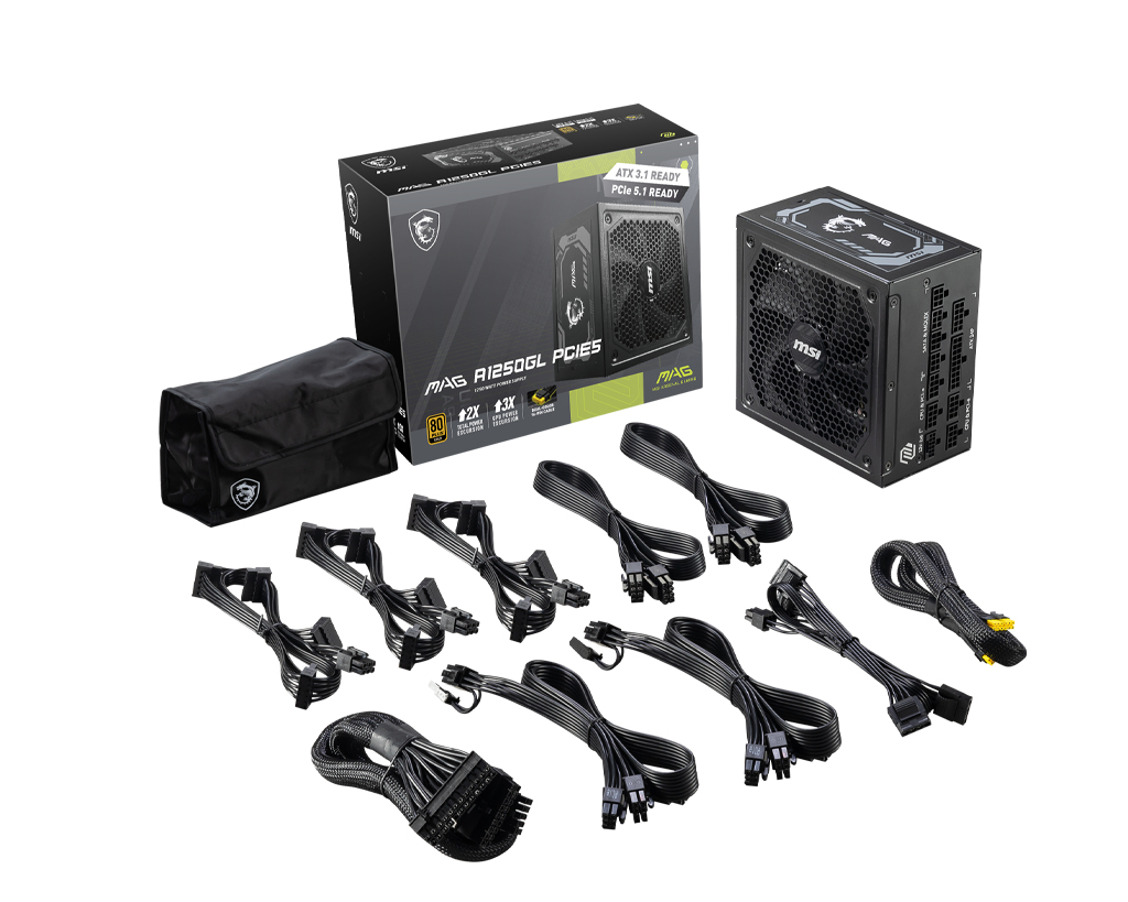 Fonte de Alimentação MSI MAG A1250GL 1250W 80+ Gold