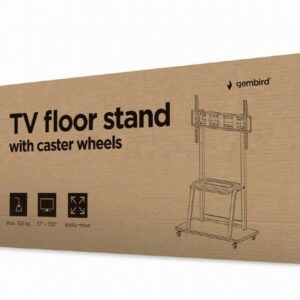 Suporte de Pé Gembird TVS-100F-01 para TV com Rodas e Prateleira suporta 37" a 100"