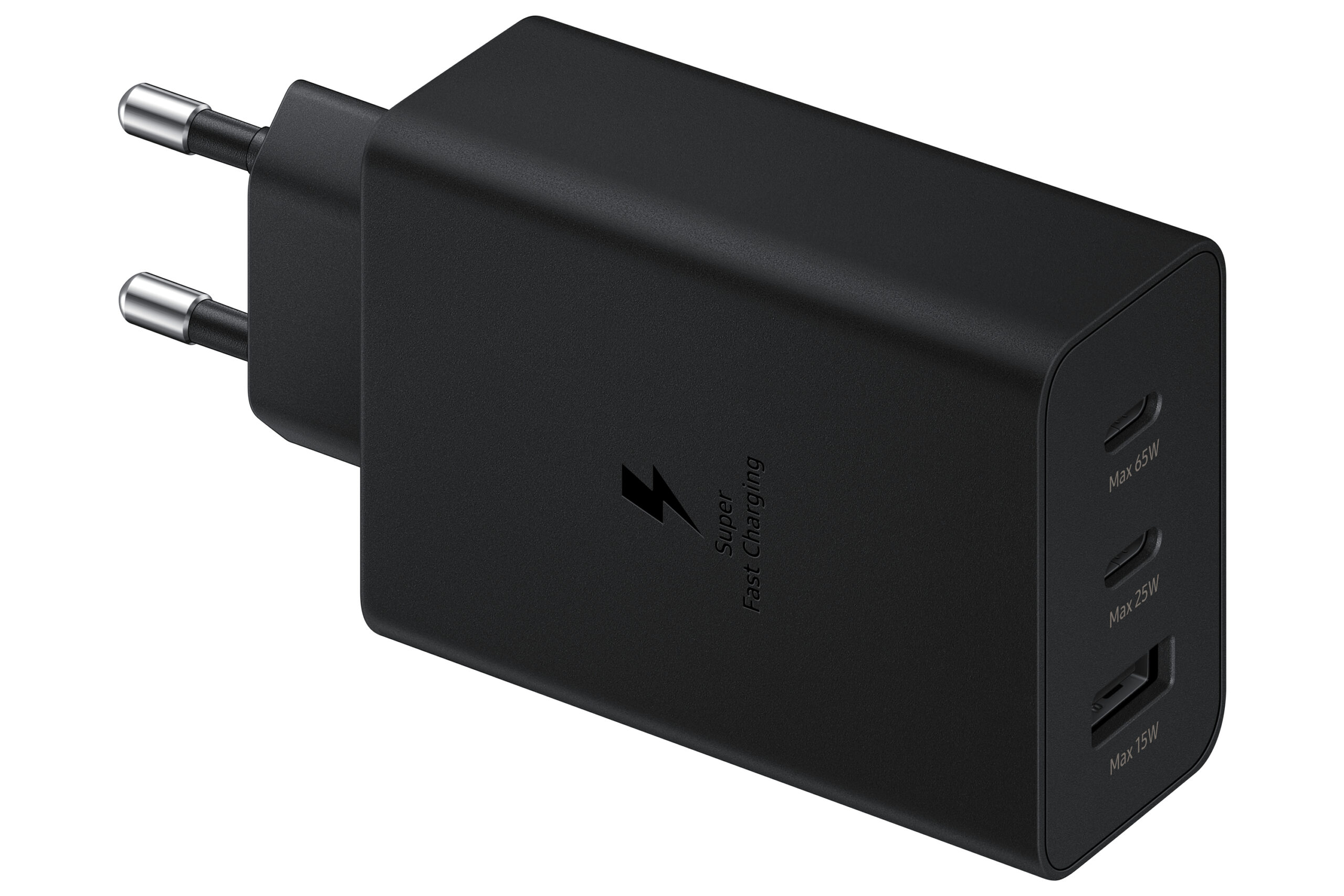 Carregador SAMSUNG Trio 65W USB-C 25W USB-C 15W USB-A Preto