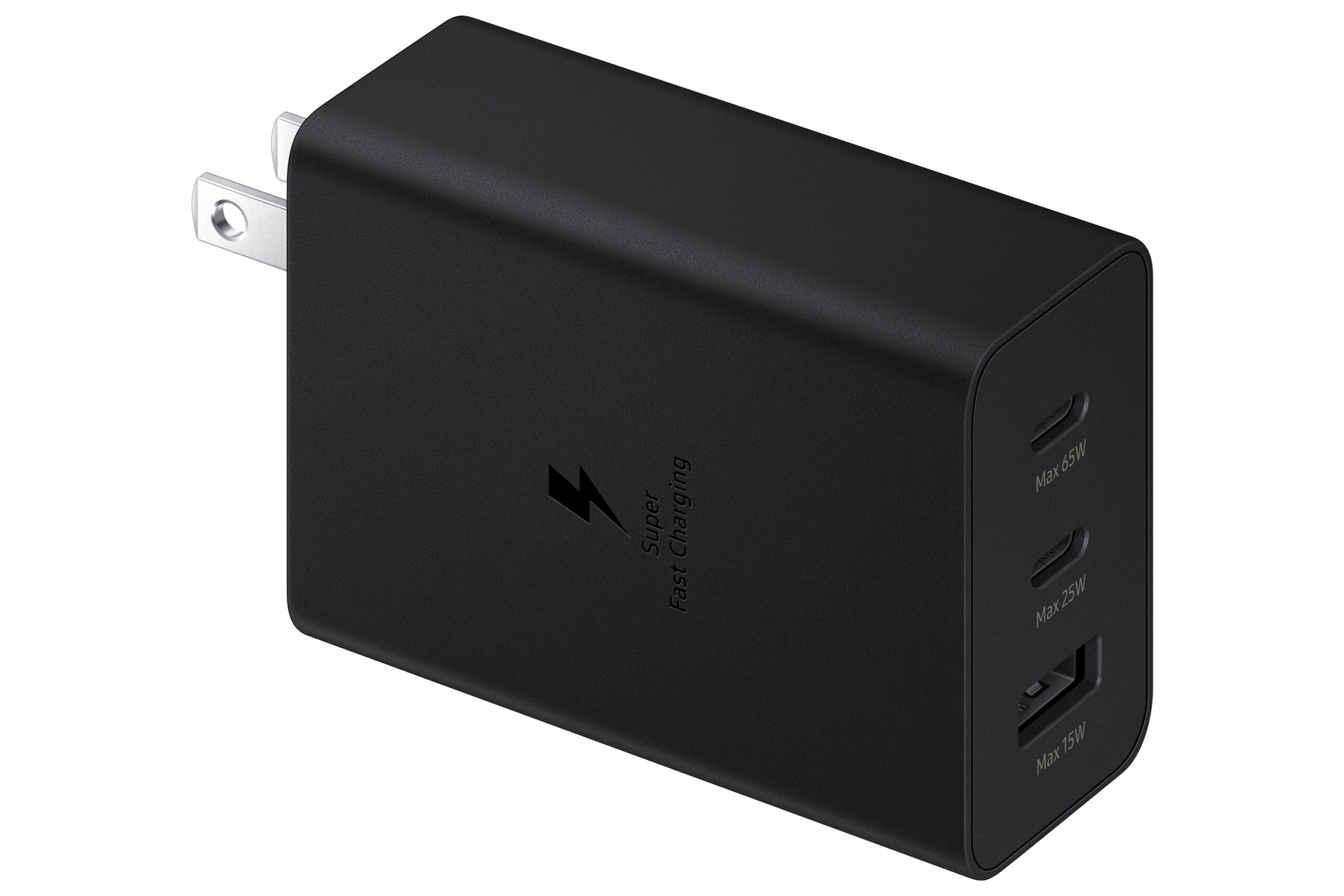 Carregador SAMSUNG Trio 65W USB-C 25W USB-C 15W USB-A Preto