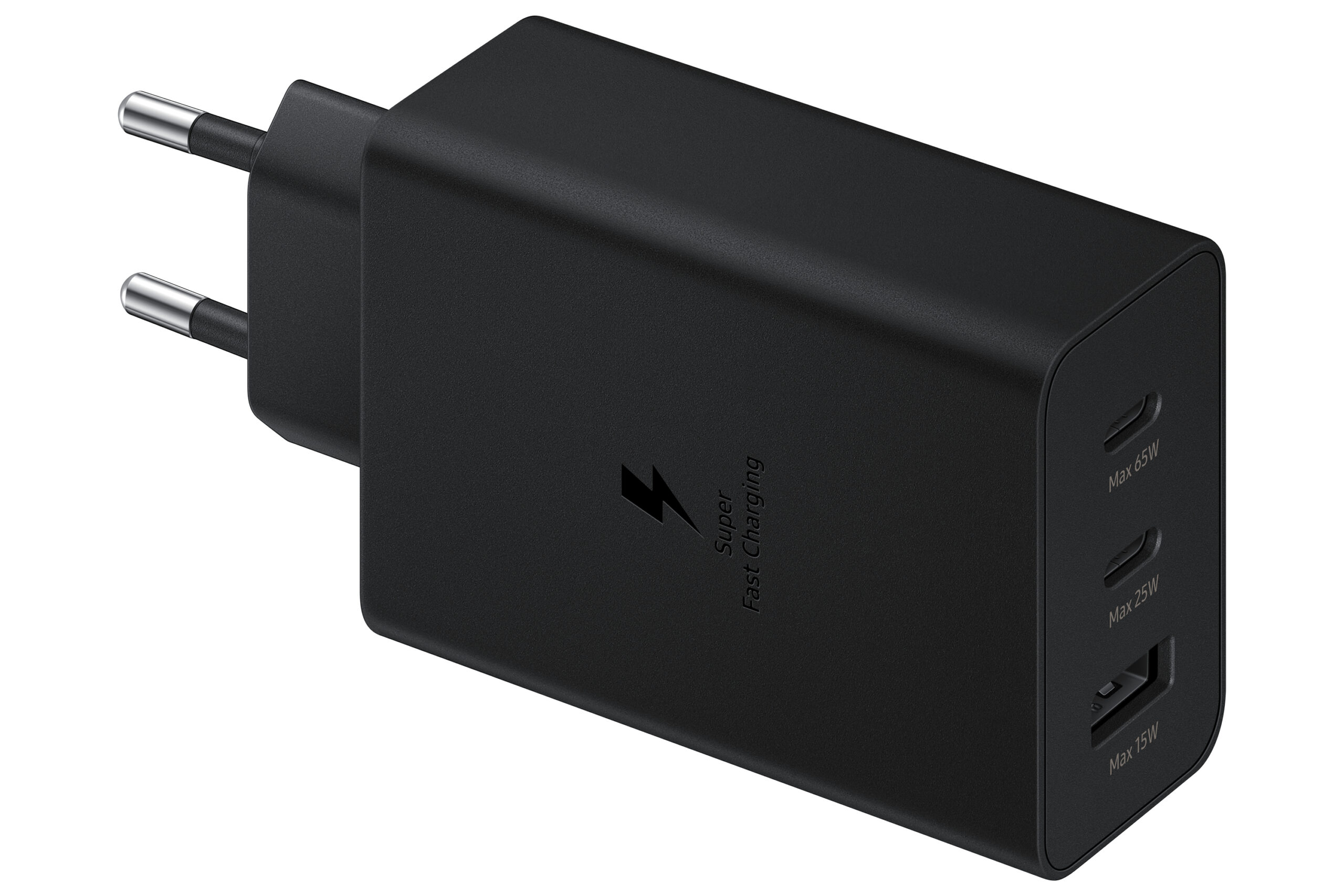 Carregador SAMSUNG Trio 65W USB-C 25W USB-C 15W USB-A Preto