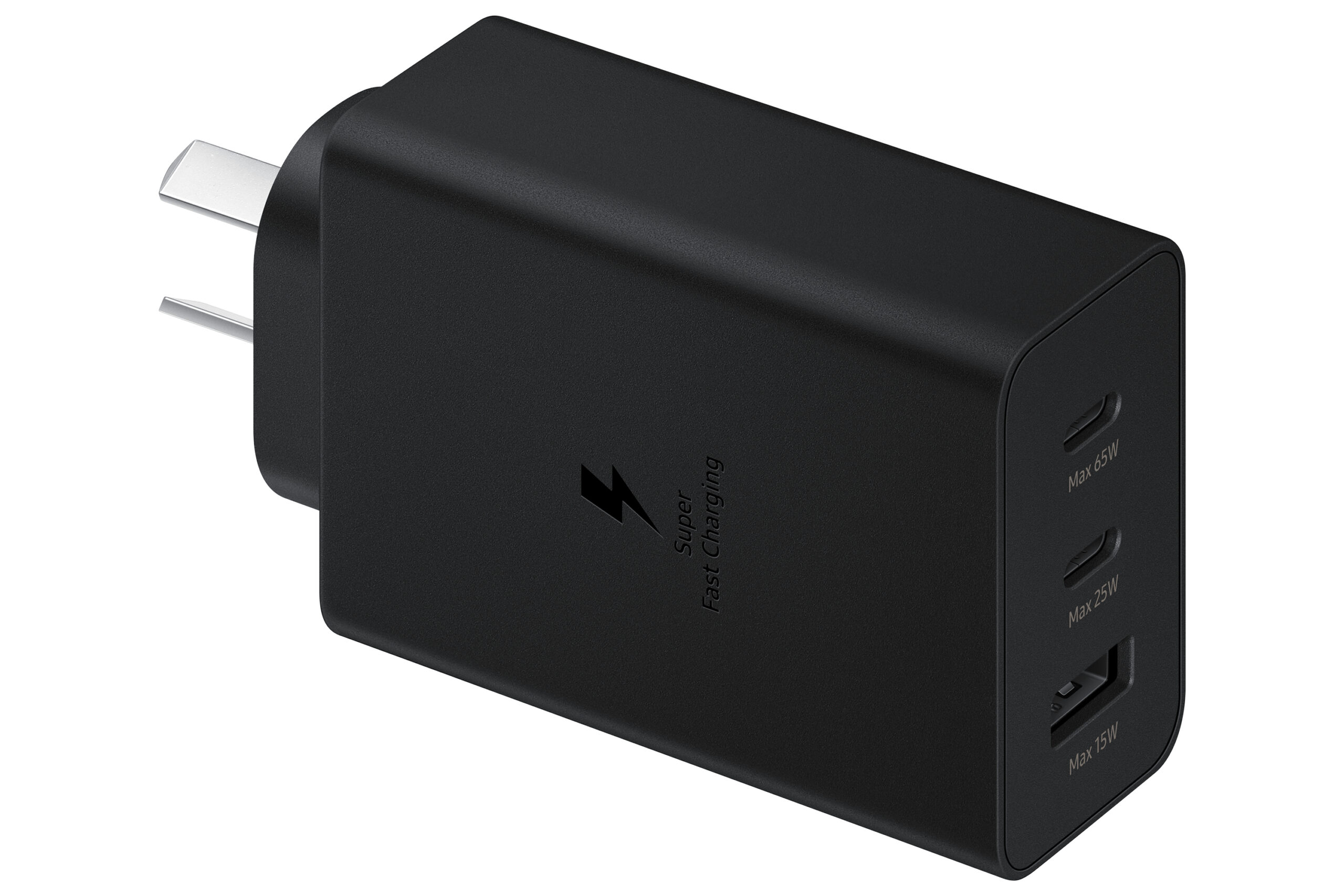 Carregador SAMSUNG Trio 65W USB-C 25W USB-C 15W USB-A Preto