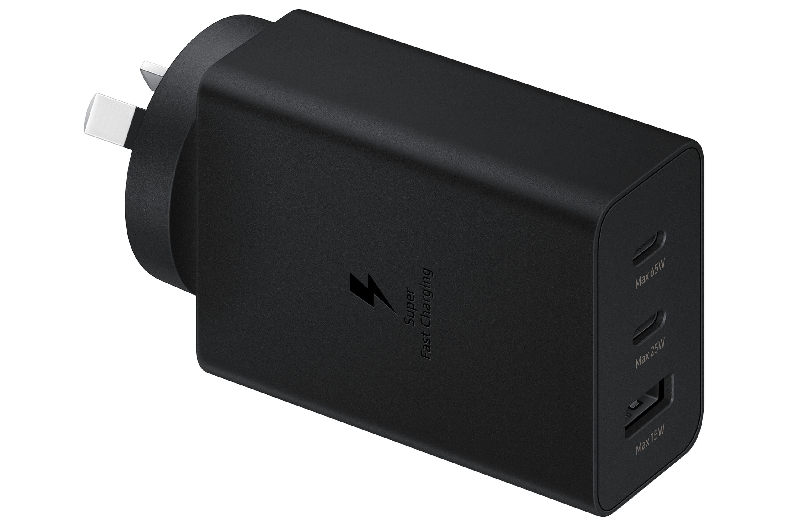 Carregador SAMSUNG Trio 65W USB-C 25W USB-C 15W USB-A Preto