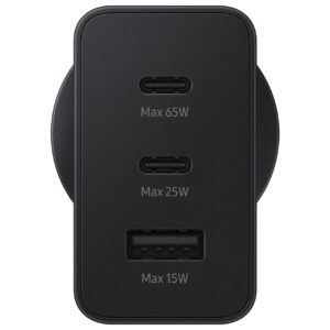 Carregador SAMSUNG Trio 65W USB-C 25W USB-C 15W USB-A Preto