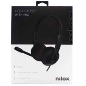 Headphones Nilox com Microfone e control de Volume ligação USB Preto
