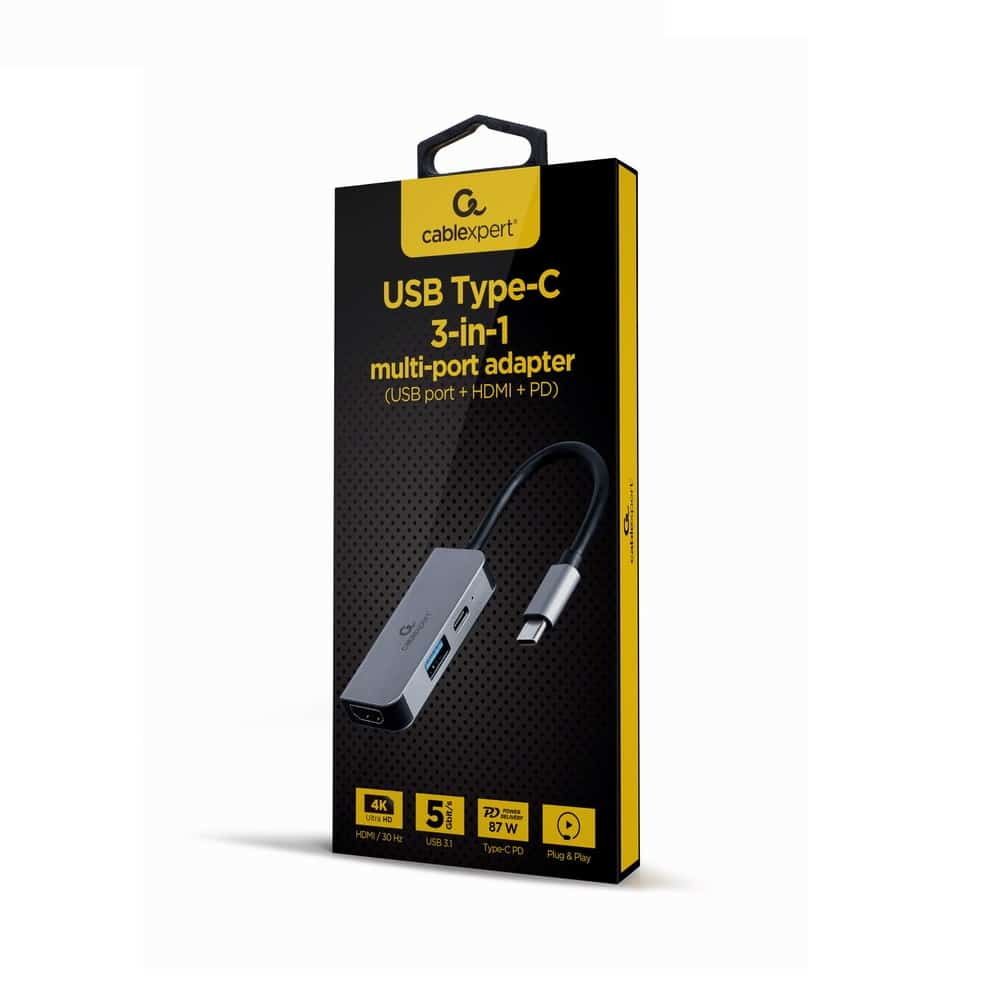 Adaptador - Docking Station Type-C 3IN1 3*USB 1XHDMI Hub e Type-C Power