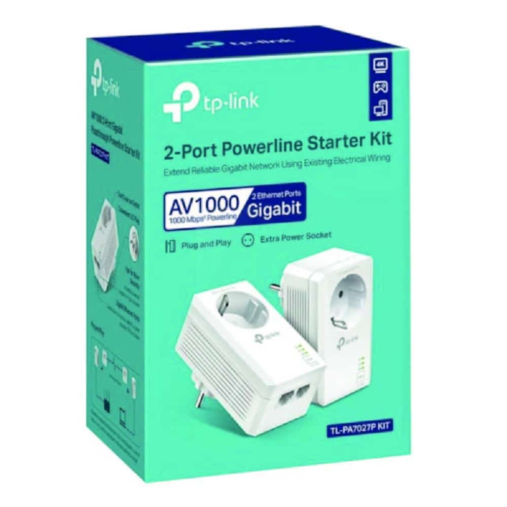 Adaptador Powerline TP-Link TL-PA7027P KIT 1000Mbps Alcance 300m Pack de 2