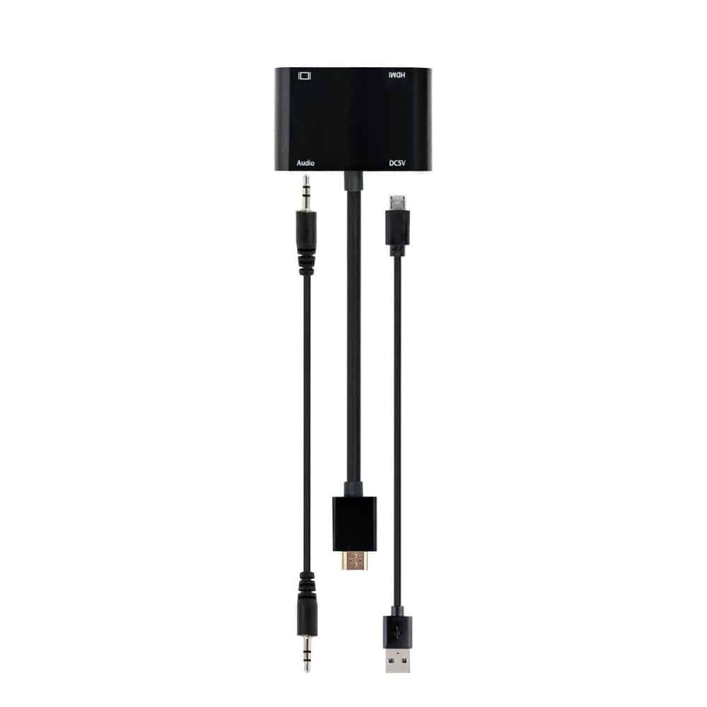 Cabo Adaptador Gembird HDMI Macho para HDMI Fêmea + VGA Fêmea + Cabo Adaptador Audio Preto
