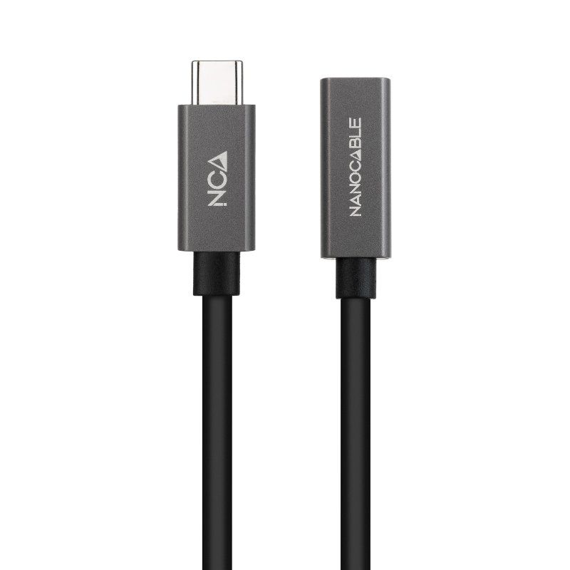 Cabo USB 3.2 Nanocable 10.01.4401 Usb Tipo-C Macho - USB Tipo-C Fêmea 1m Preto