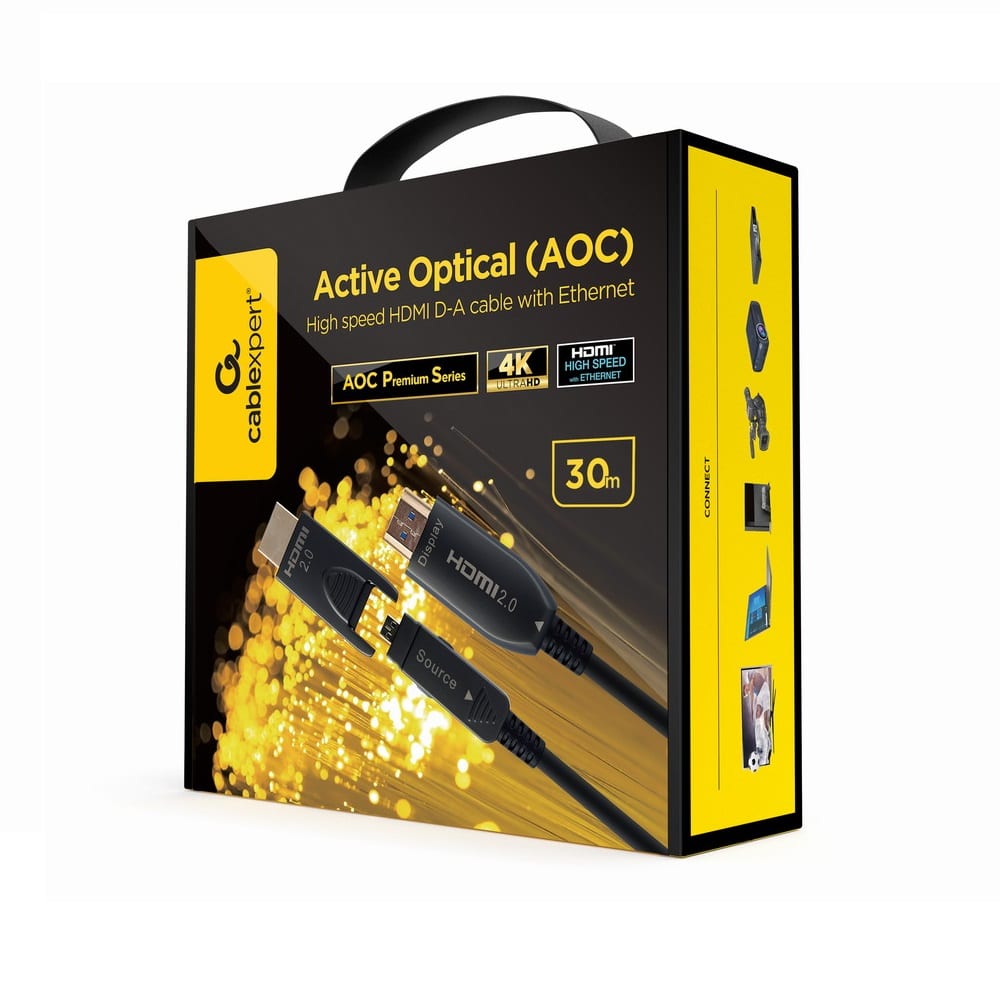 Cabo Hdmi Active Optical (AOC) Hdmi Macho para Hdmi Macho Alta Velocidade com rede AOC Premium Series 30 Metros