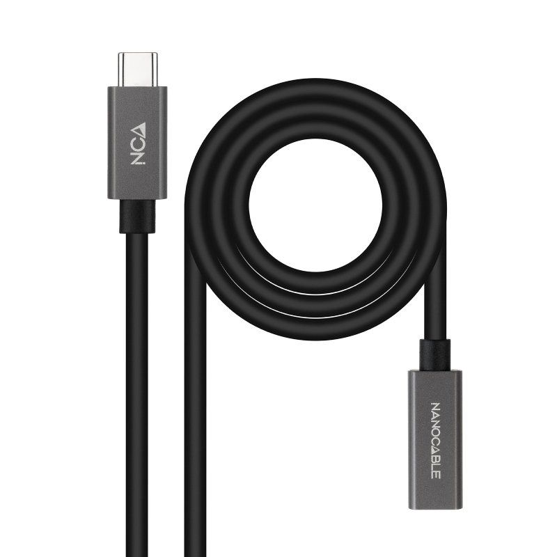 Cabo Nanocable Usb 3.2 10.01.4400 Usb-C Macho - Usb-C Fêmea 50cm Preto