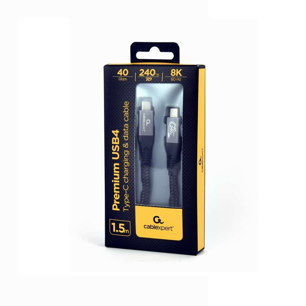 Cabo Type-C para Type-C Premium Usb 4 Charging e Data 40Gbps 240W 1.5 Metros