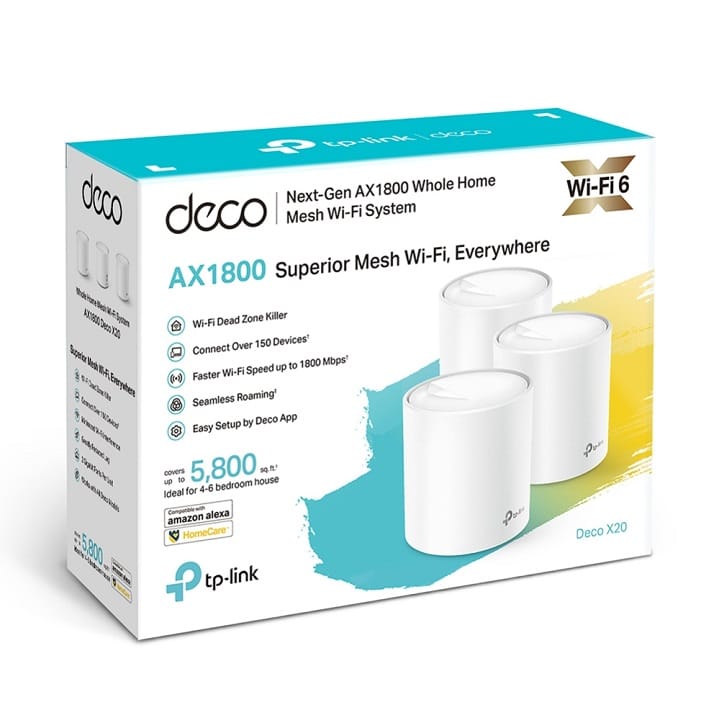 Sistema Mesh TP-Link Deco X20 1800Mbps 2.4GHz 5GHz Pack de 3