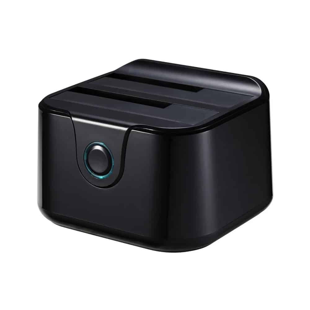 Docking Station para Discos Duros TooQ TQDS-802B USB 3.0 HDD e SSD 2.5"/3.5" SATA I/II/III - Botão de clonagem Copia de Segurança Preto