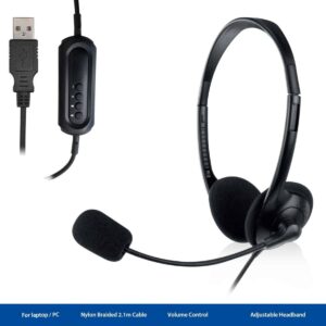 Auscultadores Ewent Com Microfone e Comando USB Preto