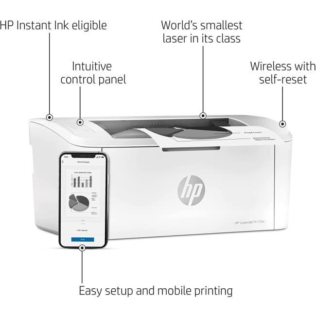 Impressora Laser Monocromo HP LaserJet M110w WiFi Branca