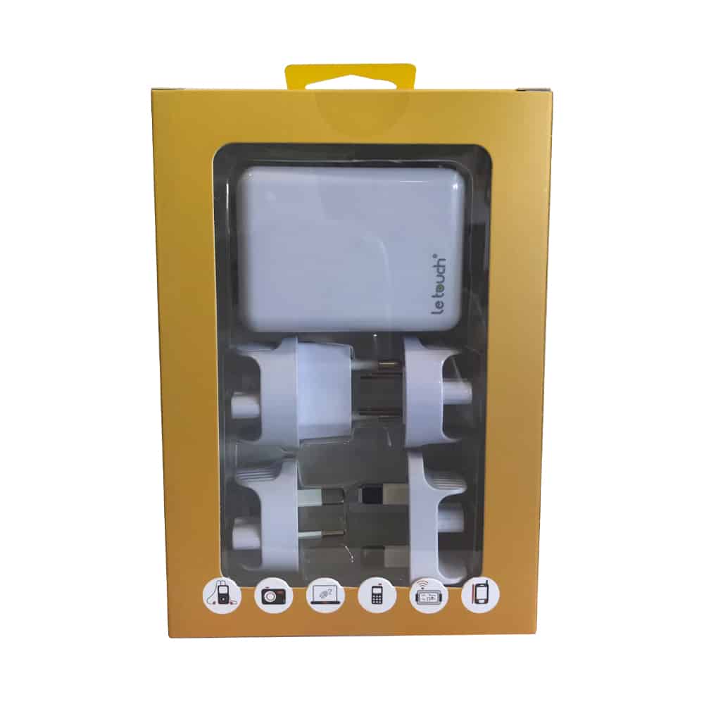 Carregador 4 Portas USB com Fichas Universais Branco - OEM