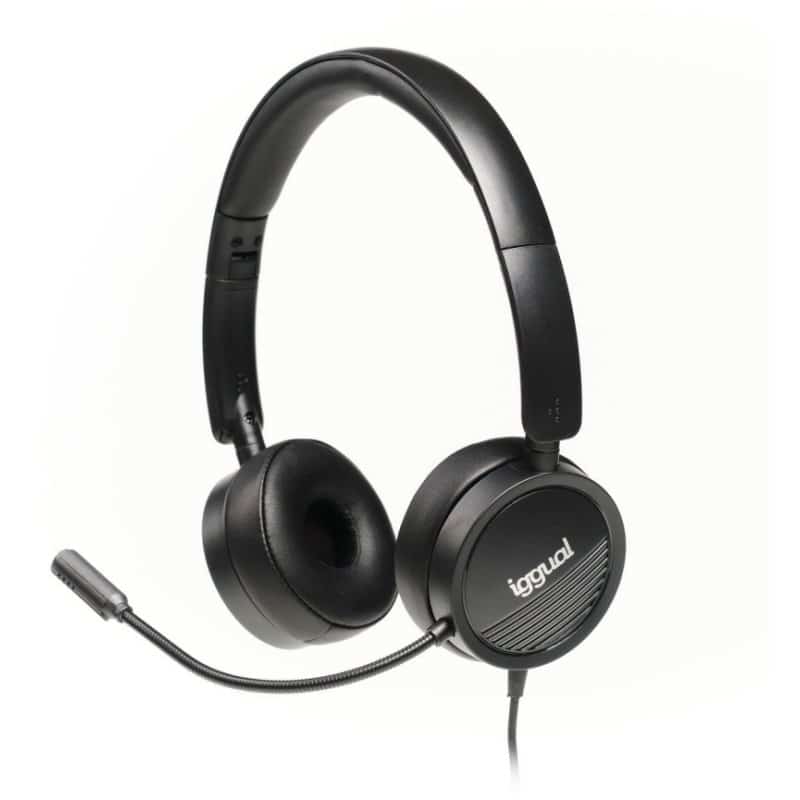 Headphones iggual Dual Tech com Microfone USB + 3.5mm Pretos