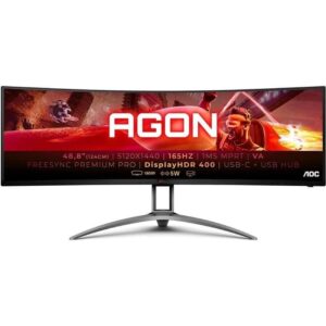 Monitor Gaming Ultrapanorámico Curvo AOC Agon AG493UCX2 48.8" Dual QHD 1ms 165Hz VA Multimedia Preto