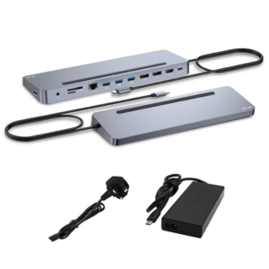Docking Station I-TEC USB-C Metal 2xDP 4K 1xHDMI 4K 3xUsb3.2 1xRJ45 1xLeitor cartões 1xAudio com PD inclui carregador 100 W inclui carregador