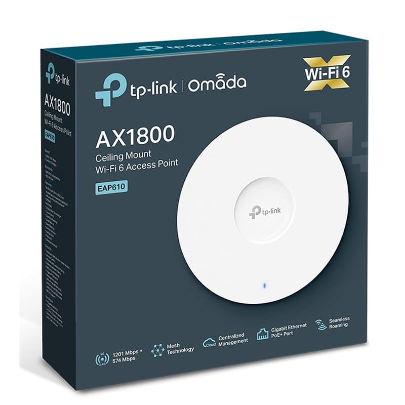 Access Point TP-Link EAP610 v2.2 AX1800 Mesh Dual Band WiFi 6 Gigabit PoE+ Ceiling Mount