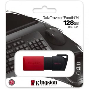 Pen drive Kingston DataTraveler Exodia M 128Gb USB 3.2 Preta/Vermelha