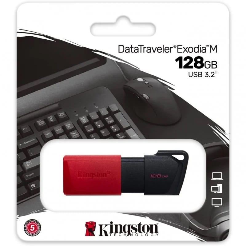 Pen drive Kingston DataTraveler Exodia M 128Gb USB 3.2 Preta/Vermelha
