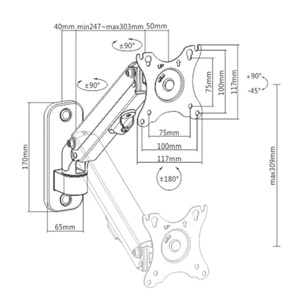 Suporte Parede Gembird Ajustável para Monitor até 27" 7Kg