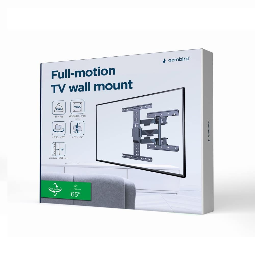 Suporte Parede Gembird TV Full Motion 32"-65" 36Kg Vesa 400x400