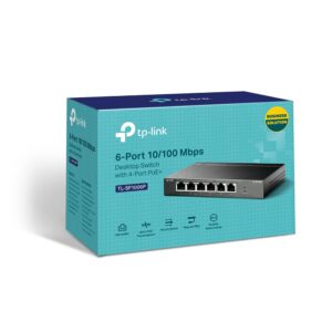 Switch Tp-Link 6 Portas 10/100 Mbps Desktop com 4 Portas POE+