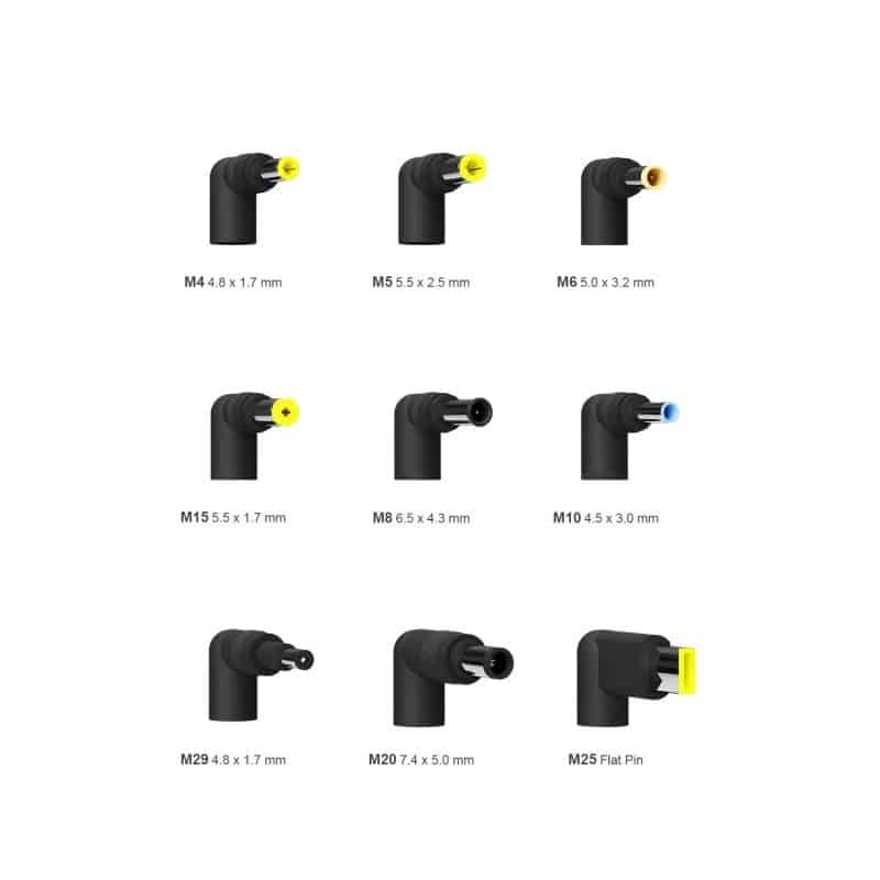 Transformador Universal Aisens ASLC-65WAUTO-BK 65W Automático 9 Conectores Output Voltagem 18.5-20V 1*USB QC3.0