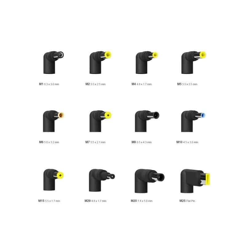 Transformador Universal Aisens ASLC-90WAUTO-BK 90W Automático 12 Conectores Output 15-20V 1*USB QC3.0