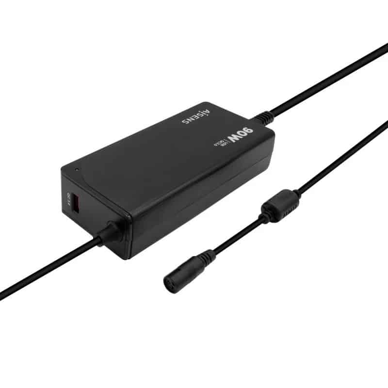Transformador Universal Aisens ASLC-90WAUTO-BK 90W Automático 12 Conectores Output 15-20V 1*USB QC3.0